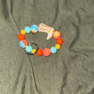 Vibrant Beaded Bracelet Keychain with Boot Charm